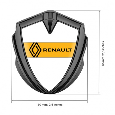 Renault Metal Emblem Badge Graphite White Print Modern Logo Edition