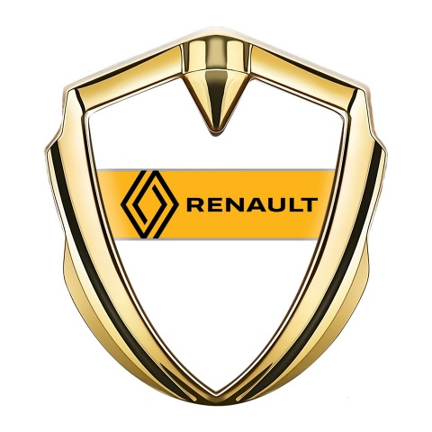 Renault Metal Emblem Badge Gold White Print Modern Logo Edition