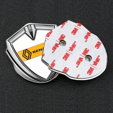 Renault Metal Emblem Badge Silver White Print Modern Logo Edition