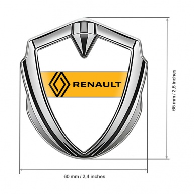 Renault Metal Emblem Badge Silver White Print Modern Logo Edition