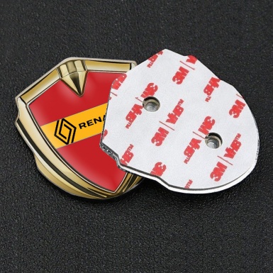 Renault Domed Emblem Badge Gold Crimson Print Modern Logo Design