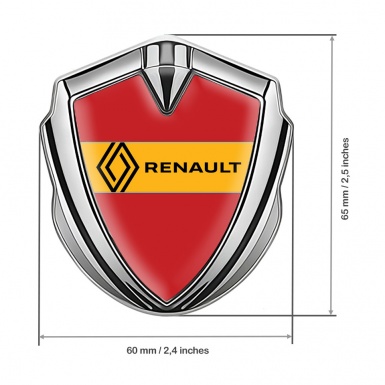 Renault Domed Emblem Badge Silver Crimson Print Modern Logo Design