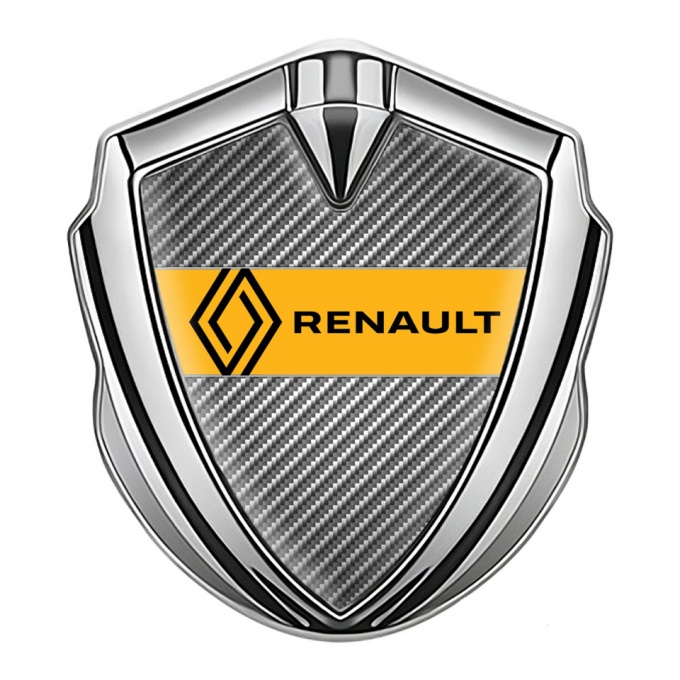 Renault Emblem Ornament Badge Silver Light Carbon Modern Logo Design