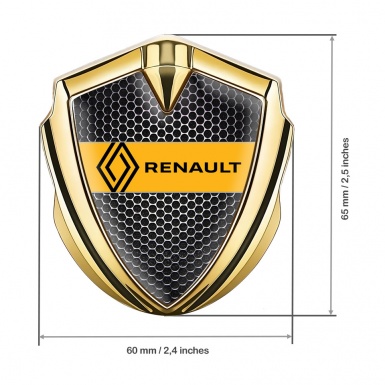 Renault Bodyside Domed Emblem Gold Dark Mesh Modern Logo Design