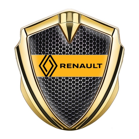 Renault Bodyside Domed Emblem Gold Dark Mesh Modern Logo Design