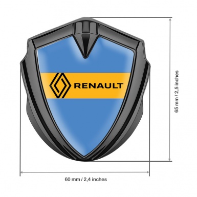 Renault Emblem Metal Badge Graphite Glacial Blue Modern Logo Variant