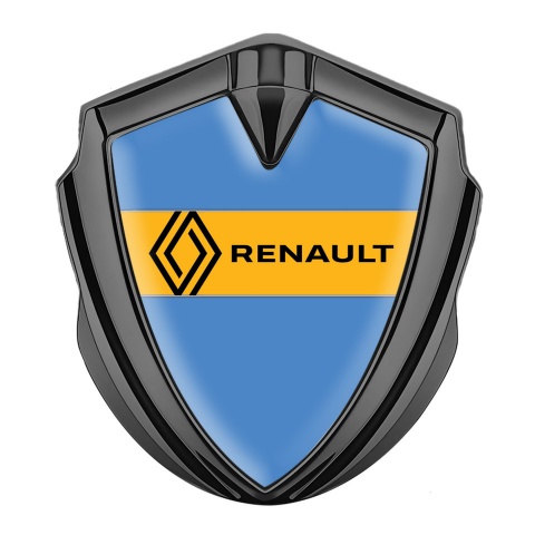Renault Emblem Metal Badge Graphite Glacial Blue Modern Logo Variant