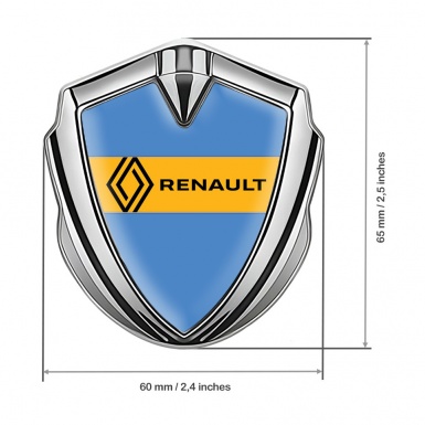 Renault Emblem Metal Badge Silver Glacial Blue Modern Logo Variant