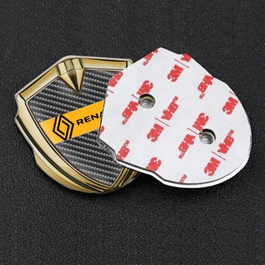 Renault Emblem Badge Self Adhesive Gold Dark Carbon Modern Logo