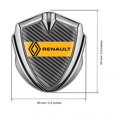 Renault Emblem Badge Self Adhesive Silver Dark Carbon Modern Logo
