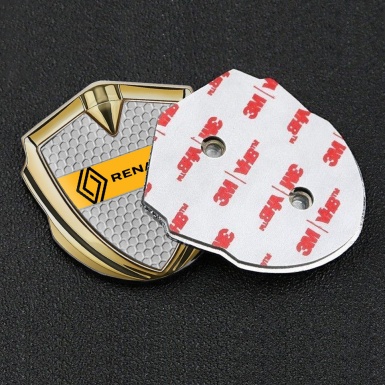 Renault Emblem Car Badge Gold Grey Honeycomb Modern Logo Edition
