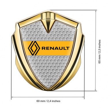 Renault Emblem Car Badge Gold Grey Honeycomb Modern Logo Edition