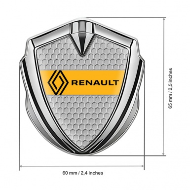 Renault Emblem Car Badge Silver Grey Honeycomb Modern Logo Edition