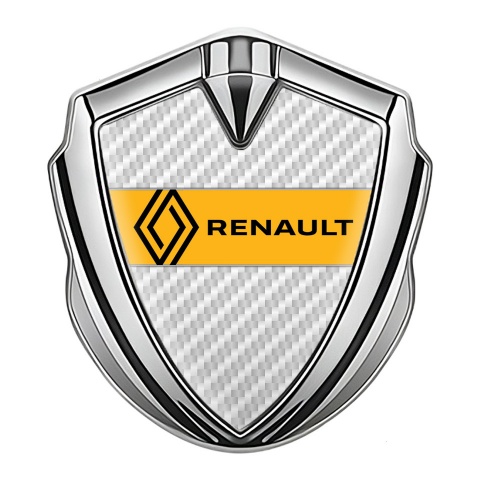 Renault Emblem Silicon Badge Silver White Carbon Modern Logo Edition