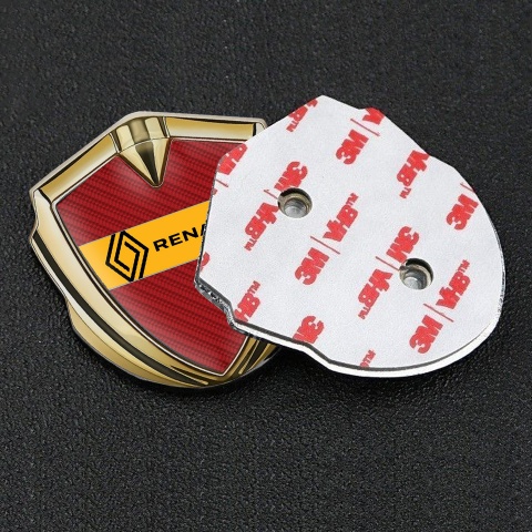 Renault Metal Domed Emblem Gold Red Carbon Modern Logo Design