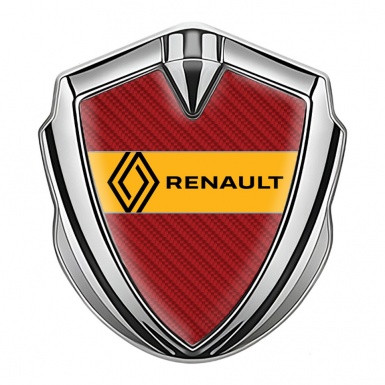 Renault Metal Domed Emblem Silver Red Carbon Modern Logo Design