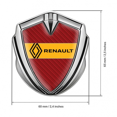 Renault Metal Domed Emblem Silver Red Carbon Modern Logo Design