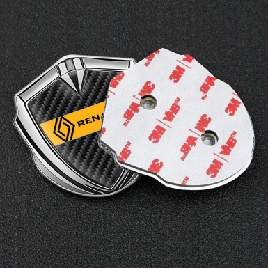 Renault Badge Self Adhesive Silver Black Carbon Modern Logo Design