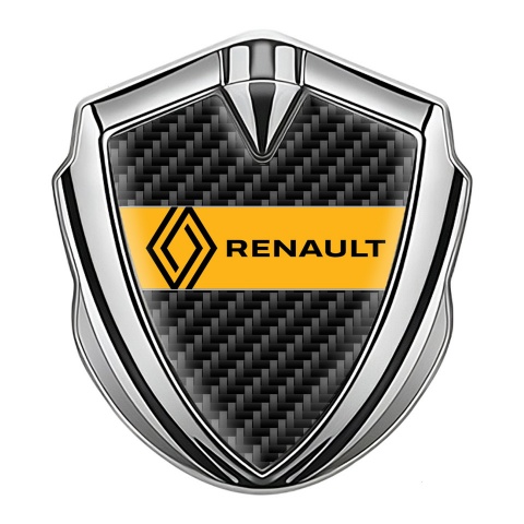 Renault Badge Self Adhesive Silver Black Carbon Modern Logo Design