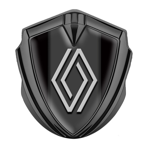 Renault Emblem Fender Badge Graphite Black Base Grey Big Logo
