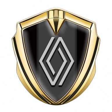 Renault Emblem Fender Badge Gold Black Base Grey Big Logo