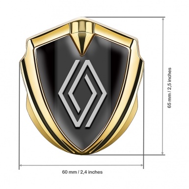 Renault Emblem Fender Badge Gold Black Base Grey Big Logo