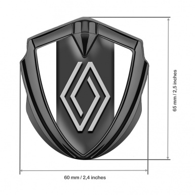 Renault Emblem Trunk Badge Graphite White Base Grey Big Logo