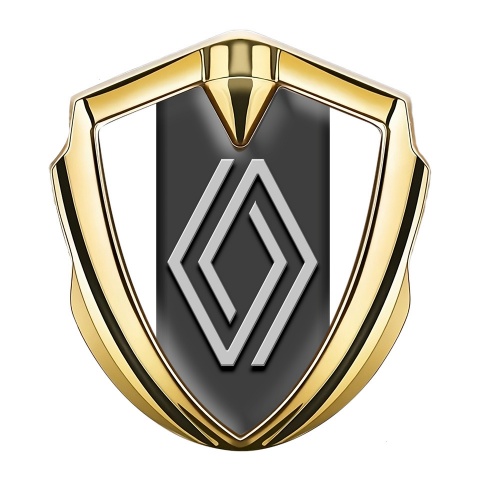 Renault Emblem Trunk Badge Gold White Base Grey Big Logo