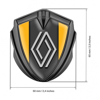 Renault Metal Emblem Badge Graphite Orange Print Grey Big Logo