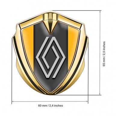 Renault Metal Emblem Badge Gold Orange Print Grey Big Logo