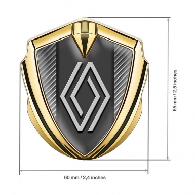 Renault Domed Emblem Badge Gold Light Carbon Grey Big Logo