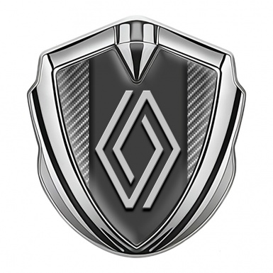 Renault Domed Emblem Badge Silver Light Carbon Grey Big Logo