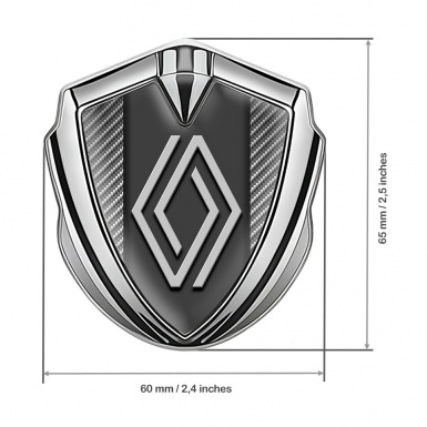 Renault Domed Emblem Badge Silver Light Carbon Grey Big Logo