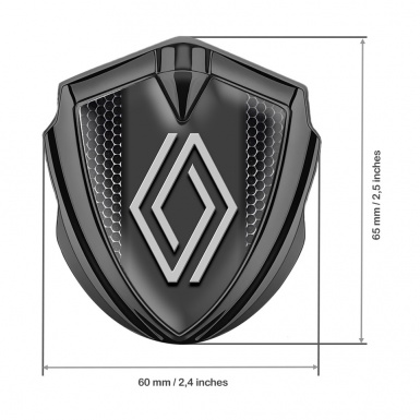 Renault Bodyside Domed Emblem Graphite Steel Grate Grey Big Logo