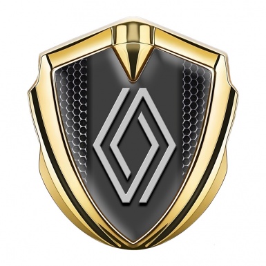Renault Bodyside Domed Emblem Gold Steel Grate Grey Big Logo