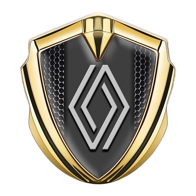 Renault Bodyside Domed Emblem Gold Steel Grate Grey Big Logo