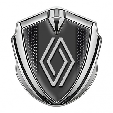 Renault Bodyside Domed Emblem Silver Steel Grate Grey Big Logo