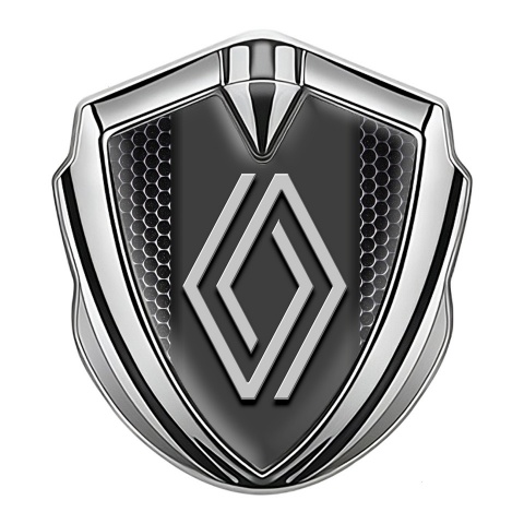 Renault Bodyside Domed Emblem Silver Steel Grate Grey Big Logo