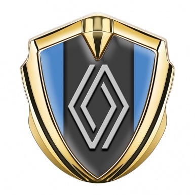 Renault Emblem Metal Badge Gold Glacial Blue Grey Big Logo