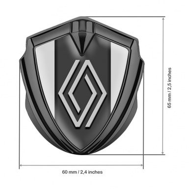 Renault 3d Emblem Badge Graphite Moon Grey Frame Modern Big Logo