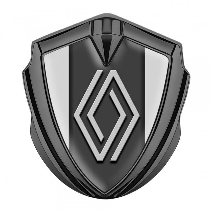 Renault 3d Emblem Badge Graphite Moon Grey Frame Modern Big Logo