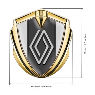 Renault 3d Emblem Badge Gold Moon Grey Frame Modern Big Logo