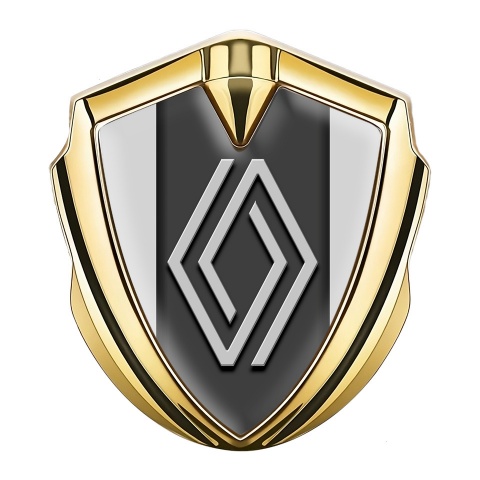 Renault 3d Emblem Badge Gold Moon Grey Frame Modern Big Logo