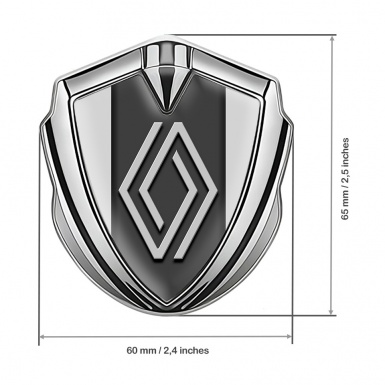 Renault 3d Emblem Badge Silver Moon Grey Frame Modern Big Logo