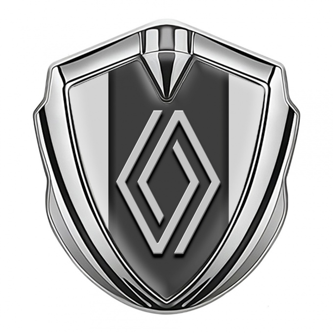 Renault 3d Emblem Badge Silver Moon Grey Frame Modern Big Logo