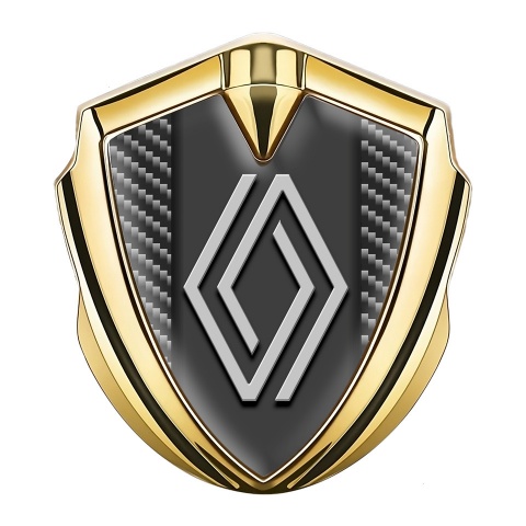 Renault Emblem Badge Self Adhesive Gold Moon Dark Carbon Big Logo
