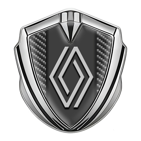 Renault Emblem Badge Self Adhesive Silver Moon Dark Carbon Big Logo