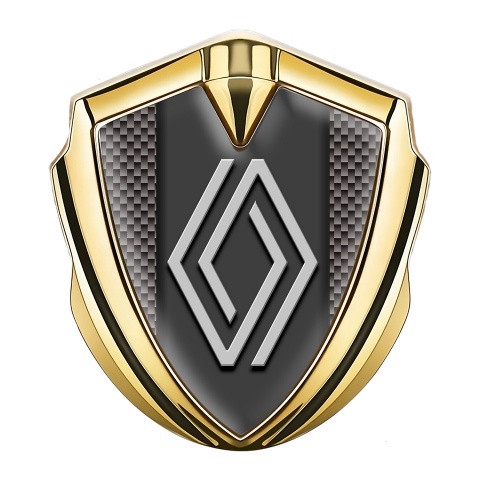 Renault Silicon Emblem Badge Gold Grey Carbon Big Modern Logo