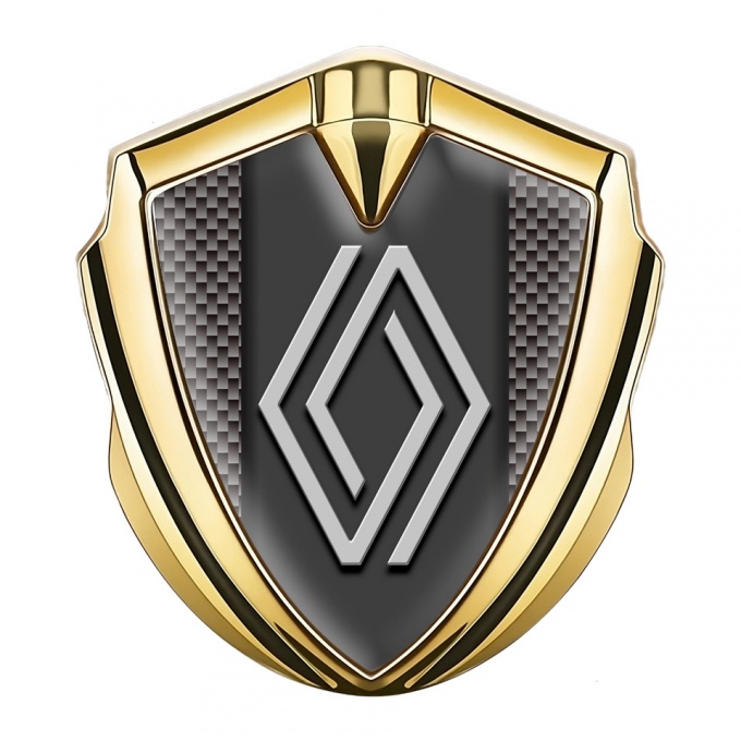 Renault Silicon Emblem Badge Gold Grey Carbon Big Modern Logo