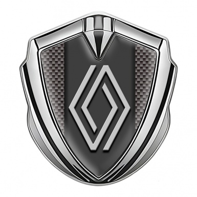 Renault Silicon Emblem Badge Silver Grey Carbon Big Modern Logo